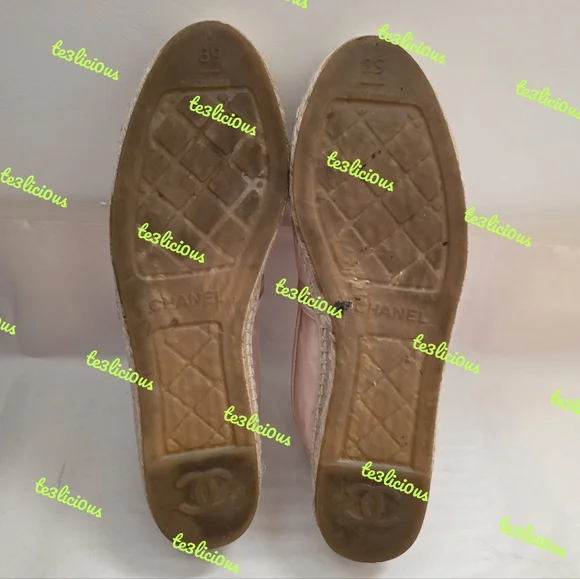 CHANEL 19P PINK MESH GROSSGRAIN ESPADRILLES - Picture 8 of 12